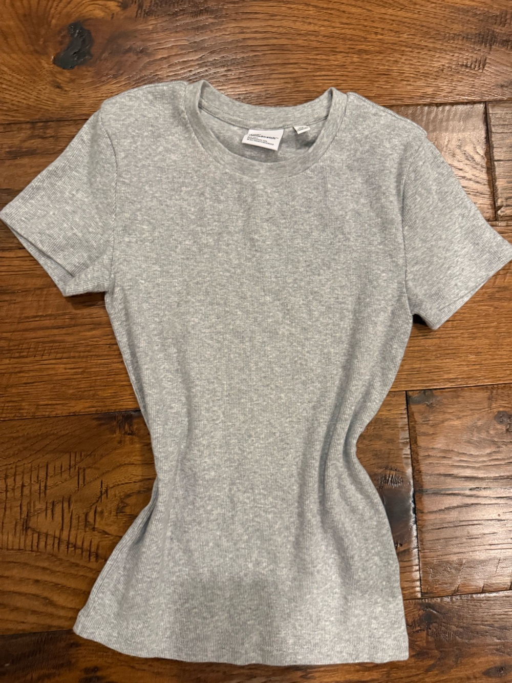 TNA Light Gray Women's Ribbed Crewneck Top